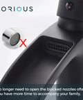 Close-up of Black 6 Inch Corner Bathroom Sink Faucet With Waterfall Flow Single Hole Design Dope Look Metal Pop Up Drain Stopper Included Supply Lines Easy Temp Control Sleek RV Friendly Bathroom Tap