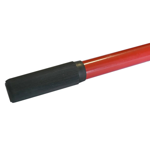 Horizontal hydraulic jack handle replacement, red with black ribbed grip for a 2-ton automotive jack.