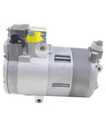 Premium Heavy Duty Electric AC Compressor For BMW i3 i8 X5 F15 12 Volt side view, steel case, high output HVAC replacement part.