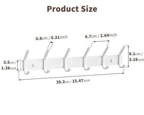 Slick Six Hook Wall Mount Coat Rack In Crisp White Metal Zero Hassle Hanging Stand For Coats Robes And Towels Top Notch Rustproof Aluminum Organizer For Entryway Refresh
