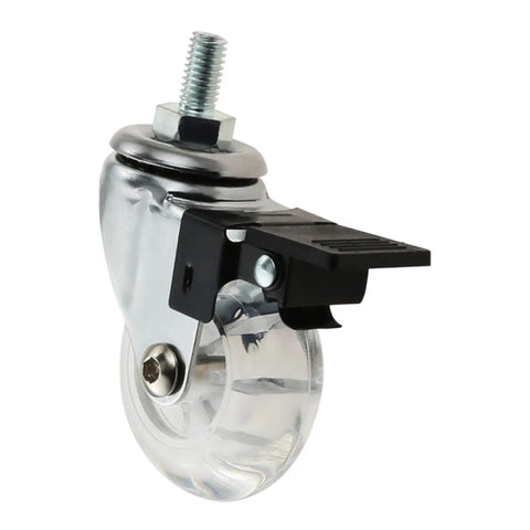 Slick Clear Pu Office Chair Casters Running Heavy Duty Silent Brakes With A Screw Threaded Stem for smooth gliding on hard floors.