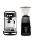 Premium Black Espresso Coffee Maker And Burr Grinder Bundle For Fresh Home Barista Brews Smooth Specialty Shots Daily Kickstart Your Morning Routine, countertop setup.