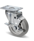 Rock Solid 4 Inch Heavy Duty Caster Wheels Featuring Silent Thermoplastic Rubber Treads And Sturdy Steel Plates for utility carts.