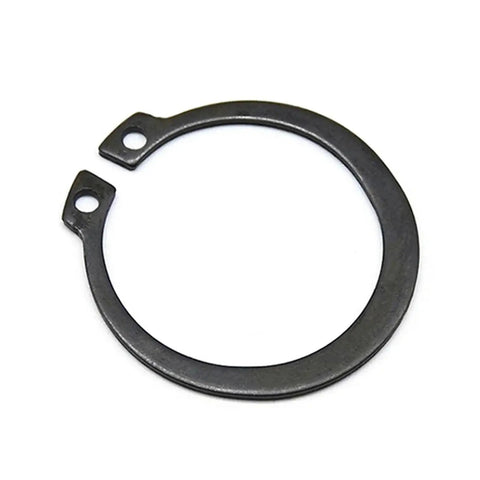 Heavy Duty External C Type Circlip Retaining Rings For Shafts Built To Last Burr Free Surface Carbon Steel Black Finish Snap Rings Set Sizes From 3mm Up To 70mm Tough As Nails Hardness Easy Install For Automotive And Machinery Projects close-up view