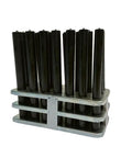 Comprehensive 28 Piece Transfer Punch Kit For Quick Marking And Precise Aligning 3/32 To 1/2 Inch Plus 17/32 Inch Pro Grade Heat Treated Tempered Tool Steel With Black Oxide Finish in a metal holder.
