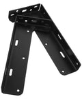 Beefy Heavy Duty Black Steel Wall Shelf Brackets Set With Invisible Design, two L-shaped brackets in rugged black steel.