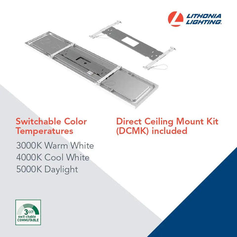 2x4 LED Flat Panel Light Switchable CCT 3500K 4000K 5000K Flicker Free Ceiling Panel Fixture With Uniform Lighting shown with mount kit