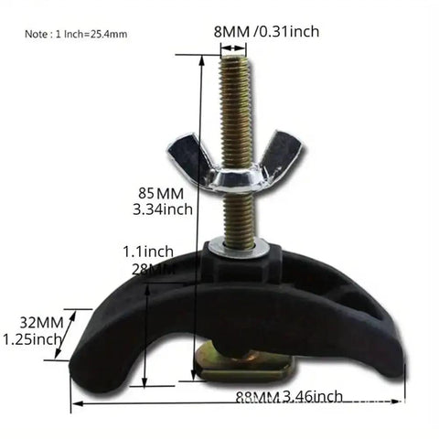 Six Pack CNC Arcuate Press Plate Clamps T Slot Hold Down Fixture Fastener for Milling Router with dimensions 85mm height.