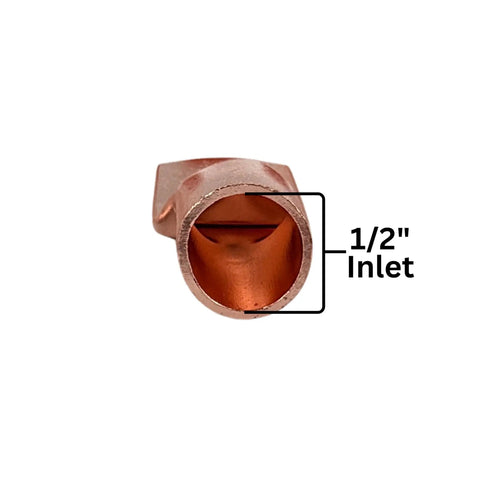 Close-up view of a 1/0 gauge copper ring terminal connector with 1/2 inch inlet for heavy-duty car audio wiring.