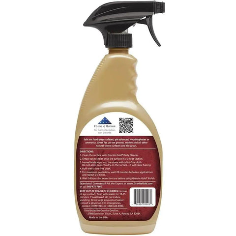 Back label of Water Based Sealer Spray For Granite Marble Travertine And Natural Stone Countertops That Keeps Your Stone Safe