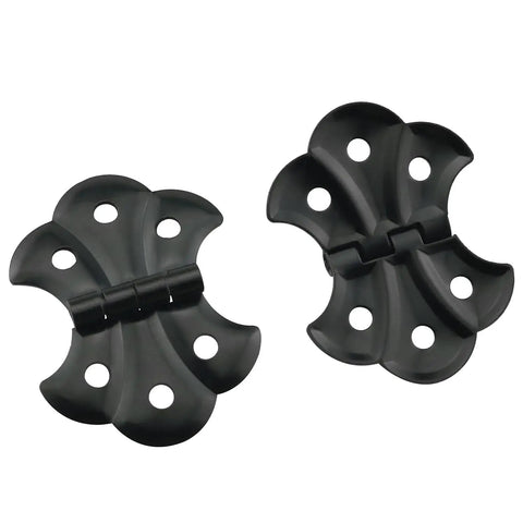 Antique Black Butterfly Hinge Set With 24 Screws For Cabinets Cupboards Doors And Small Furniture Boxes, showing heavy duty metal hinges