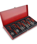 Pro Grade 131 Piece Metric Thread Repair Kit With HSS Drill Bits Taps Threaded Wire Inserts And Break Off Tool Set For Auto Engine Repairs Durable Heavy Duty Steel Construction For Long Lasting Performance in red case