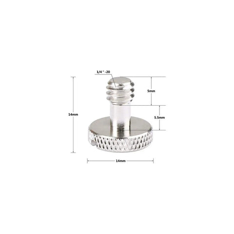 Built Tough Quarter Inch 20 Thread Slotted Screws For Camera Quick Release Plates And Tripod Mounts, Nickel Brass Build with 14mm Head
