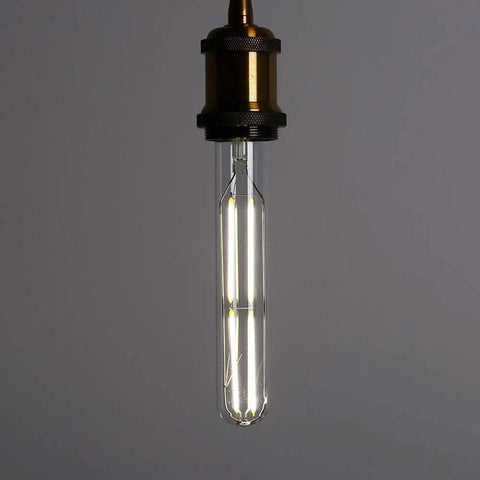 Dimmable T10 LED Filament Tubular Bulbs 4000K Daylight White 6W Edison Style in pendant light, clear glass cover, 7.3 inch length