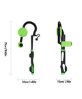 Golf Swing Trainer With Instant Feel Feedback And Grip Trainer For Beginners, dimensions shown, green and black design.