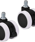 Heavy Duty Swivel Caster Wheels 2 Inch PU Twin Rollers With Rock Solid Brake System M10 X 15mm Threaded Stem two pack with lock