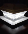 Solar Post Cap Lights Outdoor Three Color LED 20 Lumen Super Bright Waterproof Post Lamp for Yard Porch Patio showing bright illumination
