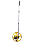Baxnore 8 Inch Measuring Wheel with 0 9999.9 Meter Telescopic Pole, featuring a yellow wheel and adjustable aluminum rod.