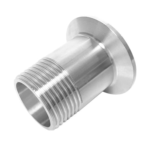 Stainless steel sanitary pipe fitting, 1-inch NPT male to 1.5-inch tri-clamp adapter (50.5mm ferrule OD), 2-pack