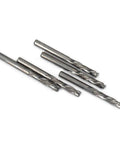 Pro Grade One Eighth Inch Shank Carbide End Mills Three Point One Seven Five By Seventeen Millimeter Up And Down Cut Square Nose CNC Spiral Router Bits Two Flute For Wood Five Piece Precision Set ALTIN Coated For Longer Tool Life And Smoother Cuts, shown in close-up.