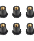 Heavy Duty Neoprene Flanged Expansion Nuts With Solid Brass Inserts Tough As Nails Shock Absorbing Fasteners For Blind Holes Metal Tubes Auto Grade 18 Pack, set of six brass-insert nuts