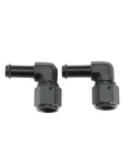 Female AN6 To Three Eighths Inch Hose Fittings With 90 Degree Swivel And Side Port Swivel Seal For Oil Fuel Water Gas And Air Lines Rugged Aluminum Black 2 Pack, side view