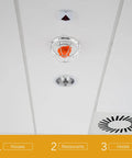 Built Like A Truck Fire Sprinkler Guard Screw Type Cage Cover Replacement For Upright Pendant And Horizontal Heads Knockout Impact Protector For Busy Home Office Or Hotel Basement, silver steel cage around sprinkler.