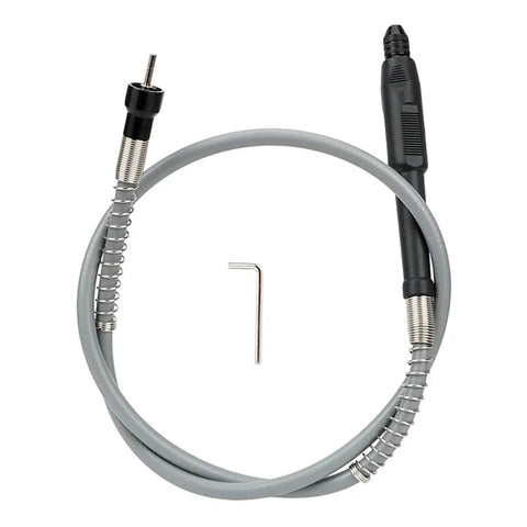 Kickass Flexible Shaft Drill Chuck Handle Compatible With Rotary Grinders And Mini Power Tools with a flexible gray shaft and hex key.