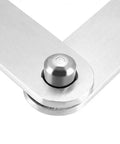 Close-up of 360 Degree Rotatable Door Pivot Hinges 100 x 16 x 11mm Stainless Steel showing hinge pivot mechanism for home cabinets and toolboxes.