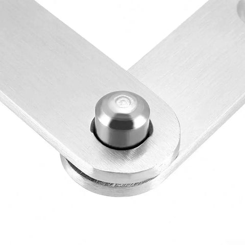 Close-up of 360 Degree Rotatable Door Pivot Hinges 100 x 16 x 11mm Stainless Steel showing hinge pivot mechanism for home cabinets and toolboxes.
