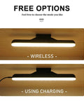 Stick On Wall Lights Set Of 2 LED Dimmable Under Cabinet And Shelf Light Bar With Touch Dimmer for Desk Room Kitchen Showing Wireless and Charging Modes