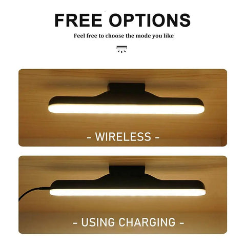 Stick On Wall Lights Set Of 2 LED Dimmable Under Cabinet And Shelf Light Bar With Touch Dimmer for Desk Room Kitchen Showing Wireless and Charging Modes