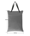 2 Pack Large Wet Dry Bag For Cloth Diapers Waterproof Hanging Organizer With Double Zippered Pockets 25x18 Inches Grey Back View