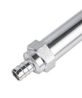 One Piece Frost Free Outdoor Sillcock Featuring Anti Siphon Pex Crimp Connection And 3/4 Inch Hose Bibb chrome plated body close-up.