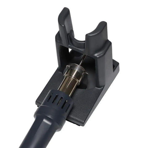 861DW 1000W Hot Air Rework Station with 3 Nozzles, heat gun in holder, close-up view