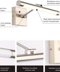 LED Picture Light With Swing Arm, 16.5 Inch Hardwired Dimmable Artwork Display Lamp, Brushed Nickel with acrylic lampshade details