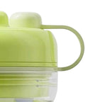 Close-up of lime green 2 In 1 Ice Bottle Portable Ice Maker Hydration Gear With Leakproof Seal, featuring handle and lid.