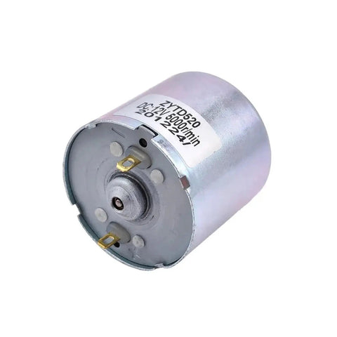 Heavy Duty 12V DC Motor ZYTD520-03C PM Replacement For 520-03B Engine with metal casing and connector terminals, ideal for robotics.
