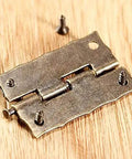 Antique Bronze Iron Hinge Set 36x23mm with screws, vintage flower pattern, decorative hardware for furniture, zinc finish