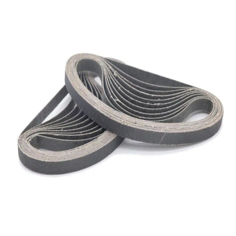 Image of Three Eighths Inch By Thirteen Inch Sanding Belts 20 Pack With 80 120 240 320 400 Grits For Woodworking And Metal Polishing.