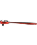 Side view of Dual Tone 72-Tooth Ratchet Set With 1 Quarter Inch Drive, Chrome Vanadium Steel, Black And Red Finish