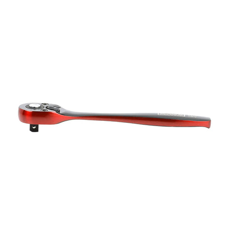 Side view of Dual Tone 72-Tooth Ratchet Set With 1 Quarter Inch Drive, Chrome Vanadium Steel, Black And Red Finish