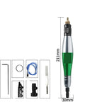 Hardcore Pneumatic Micro Air Pencil Die Grinder with green and silver body, compact size for precise metalwork and fabrication.