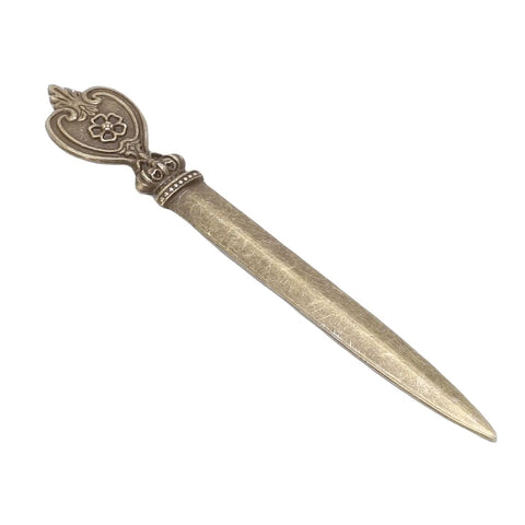 Five Piece Retro Envelope Opener Set Zinc Alloy Letter Openers For Quick Mail Opening Sword Shaped Design, detailed handle view