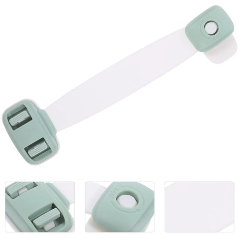Kid Safe Cabinet Door and Drawer Latches with Double Press Buckle Design ABS Material, close-up of latch components.