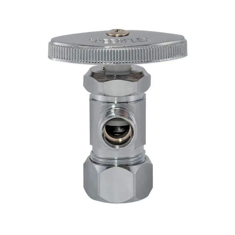 Multi-Turn Angle Stop Valve With Nut And Sleeve Chrome Plated 3/8 Inch OD To 5/8 Inch OD DIY Friendly Shutoff