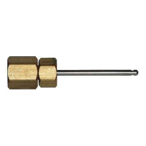 Brass Gauge Adapter For Quick Pressure And Temperature Readings With Lead Free Brass Body And Protective Aluminum Sleeve side view