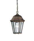 Madison Outdoor Pendant Light 1 Light in Tannery Bronze with Clear Beveled Glass for Damp Outdoor Locations Lit Classic Colonial Style Exterior Fixture Pro, front view