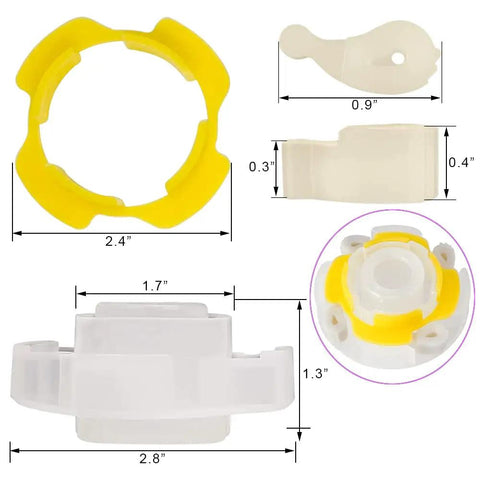 Washer Short Cam Agitator Repair Kit 285809 Replacement Part For Top Load Washers, Durable Plastic Construction, Fixes No Agitation, Noisy Agitator, Shaking, And Spin Problems, Easy Install, DIY Friendly For Fast Home Appliance Repair, yellow cam ring and white agitator dogs