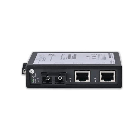 3 Port Unmanaged Industrial Ethernet Switch and Media Converter With 2x 10/100 Base-TX RJ45 Ports and 1x 100Base-FX Fiber